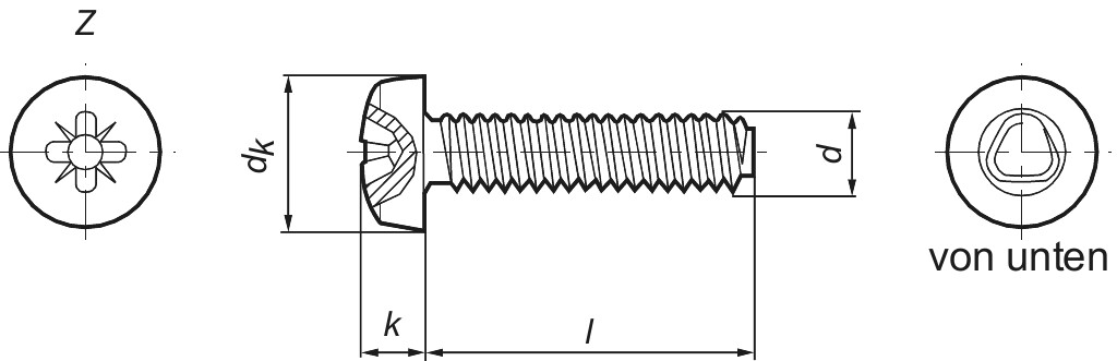 DIN 7500  CE M   4 x   6 "Z"  St verzinkt      (Kopf: nach DIN 7985)